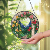 Rose Archway Suncatcher: Floral Garden Window Hanging, Cottagecore Decor